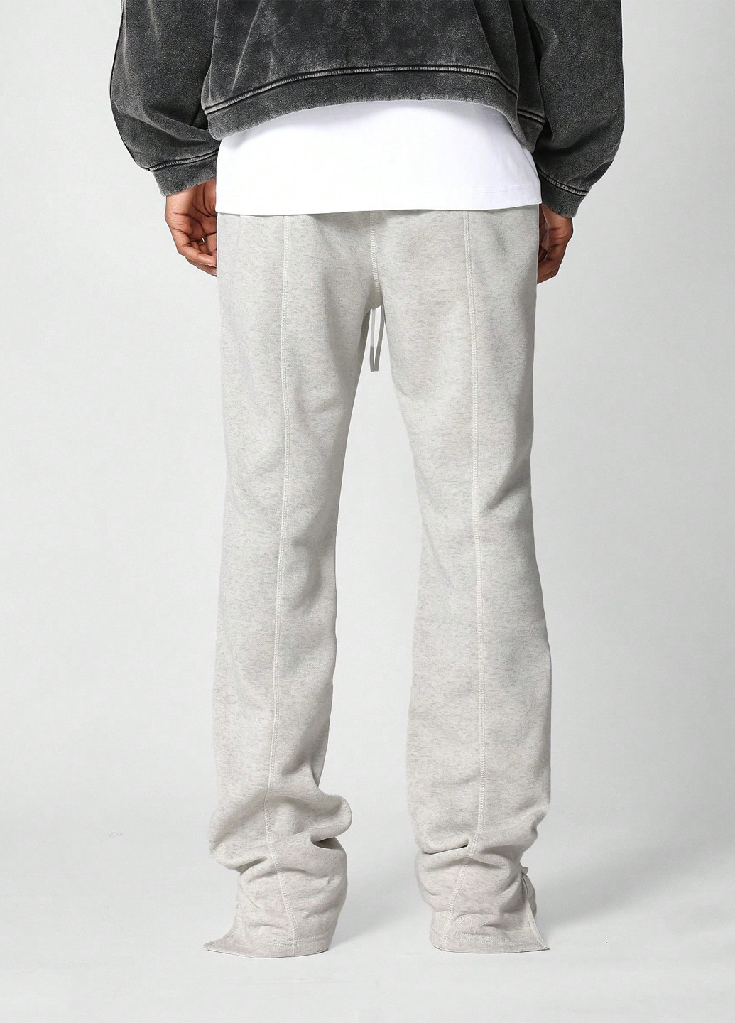 Светло-серые спортивные, кэжуал демисезонные прямые брюки SHEIN