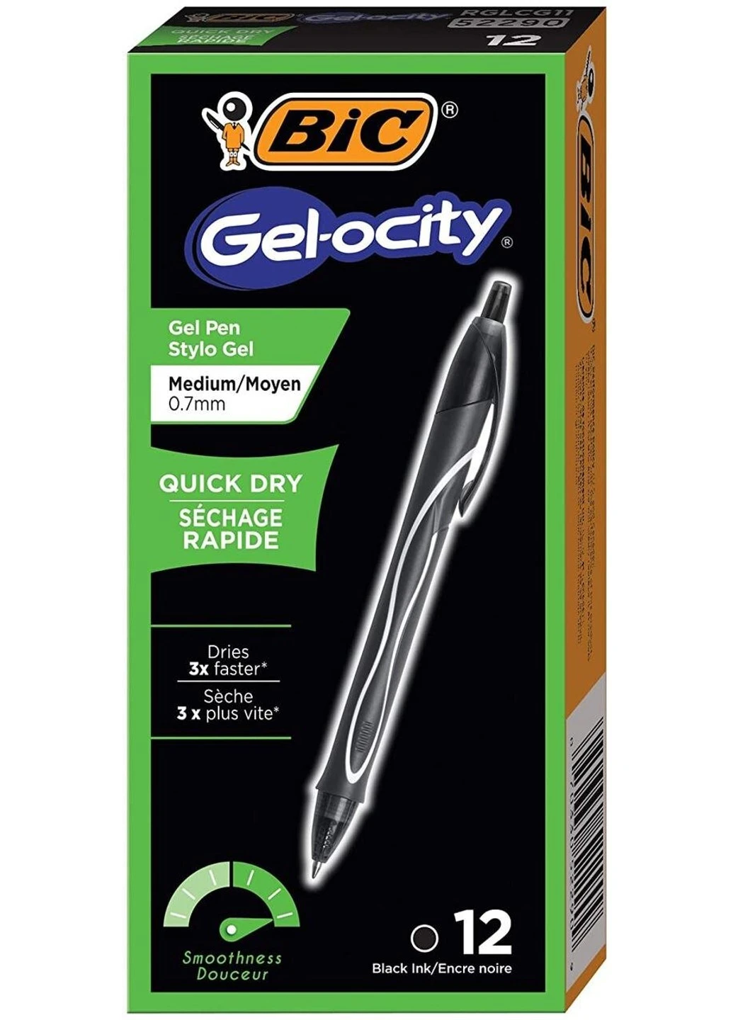 Набір гелевих ручок 12 шт автоматичних Gel-Ocity Quick Dry, Чорний 0.7 мм (RGLCG11-BLK) (B01MSBOBM7) Bic (255254686)
