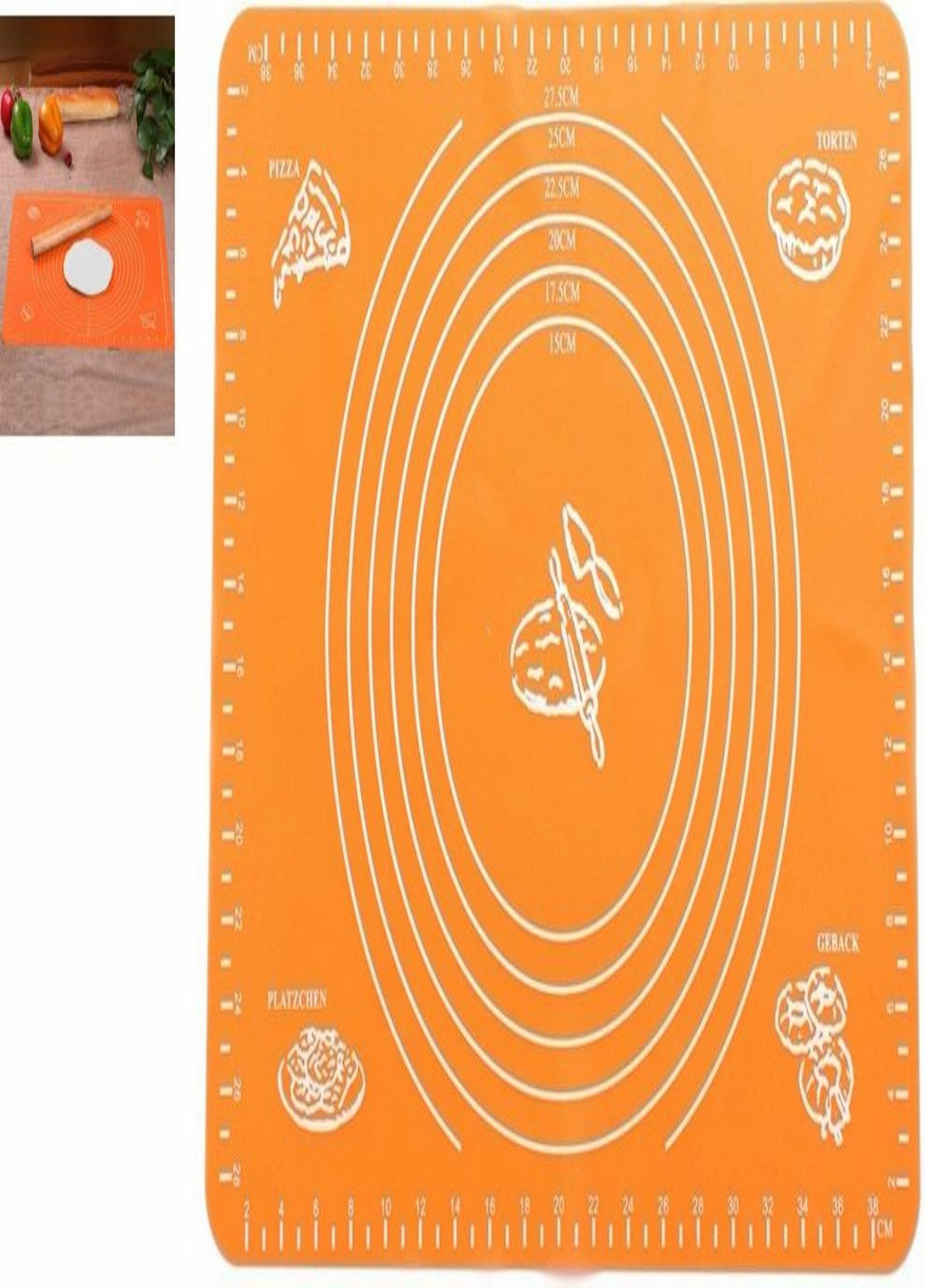 Силиконовый антипригарный коврик для выпечки и раскатки теста 50 x 39 см (98765432232-В) Оранжевый Francesco Marconi (232052113)