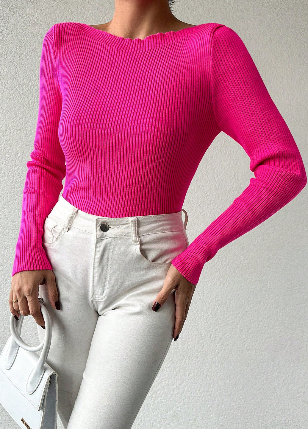 Розовый демисезонный свитер SHEIN