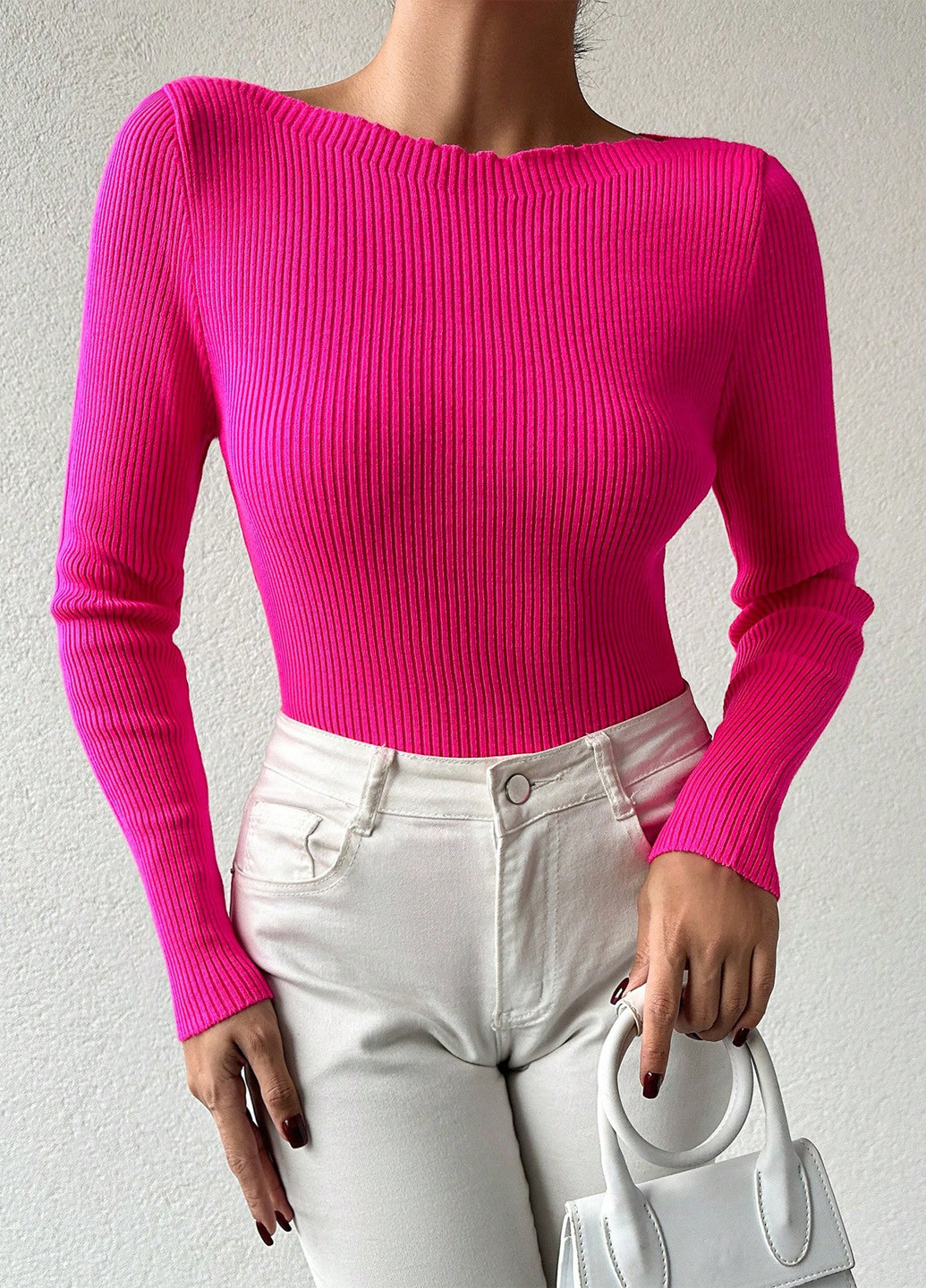 Розовый демисезонный свитер SHEIN