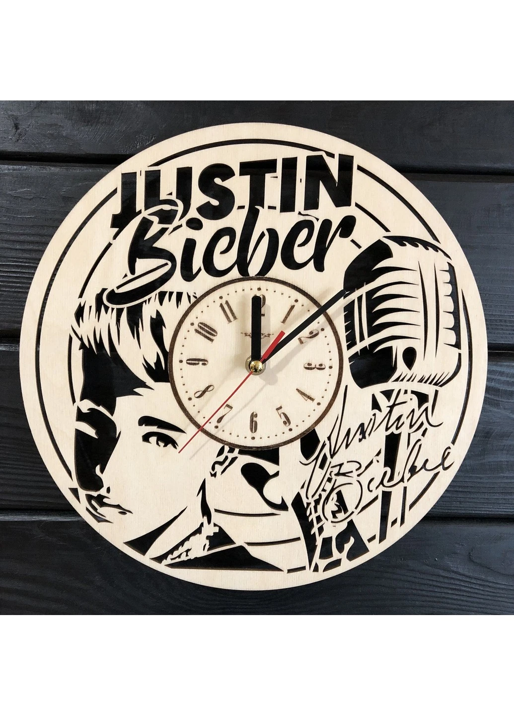 Концептуальный настінний годинник з дерева «Justin Bieber» 7Arts (253567475)