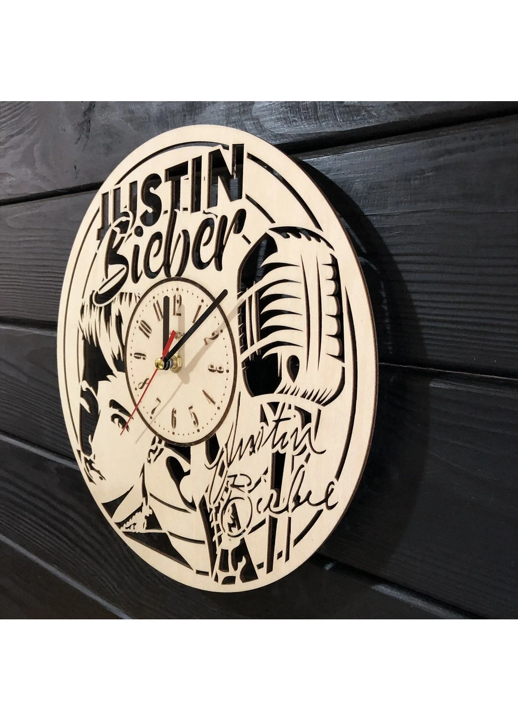 Концептуальный настінний годинник з дерева «Justin Bieber» 7Arts (253567475)