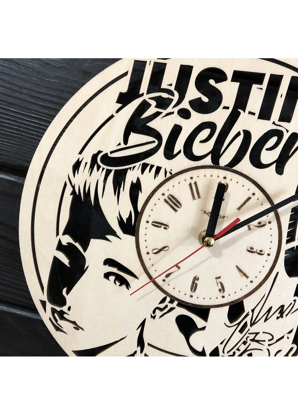 Концептуальный настінний годинник з дерева «Justin Bieber» 7Arts (253567475)