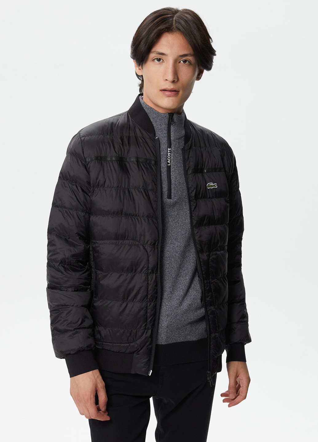 Черная демисезонная куртка Lacoste