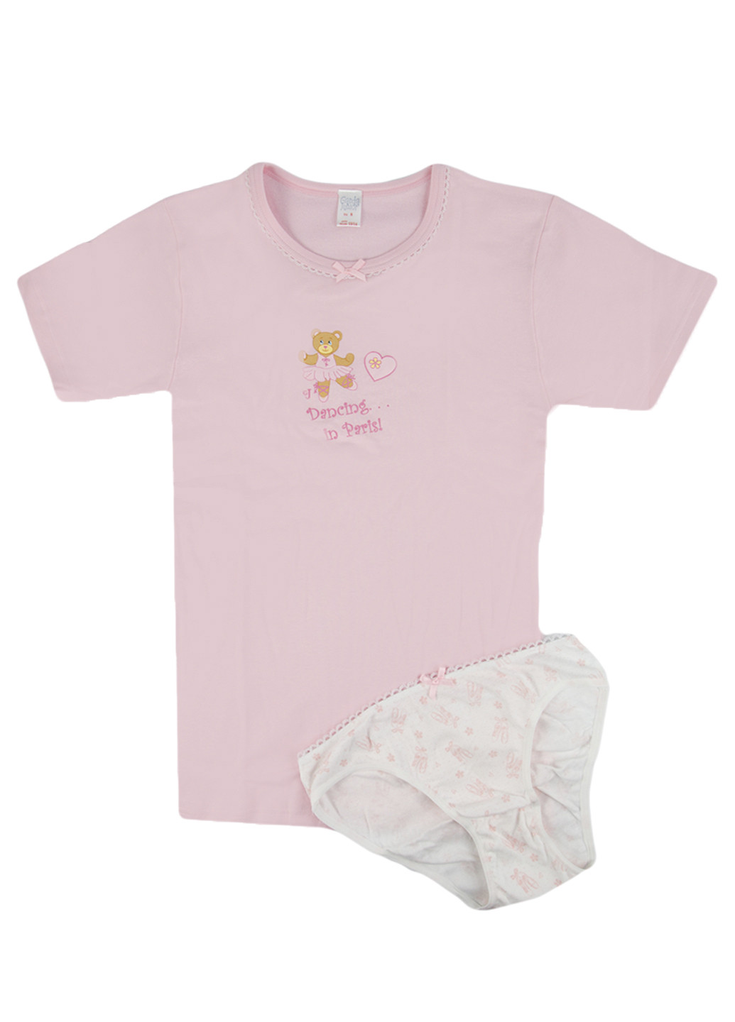 Бледно-розовый демисезонный комплект (футболка, трусики) Garda Junior