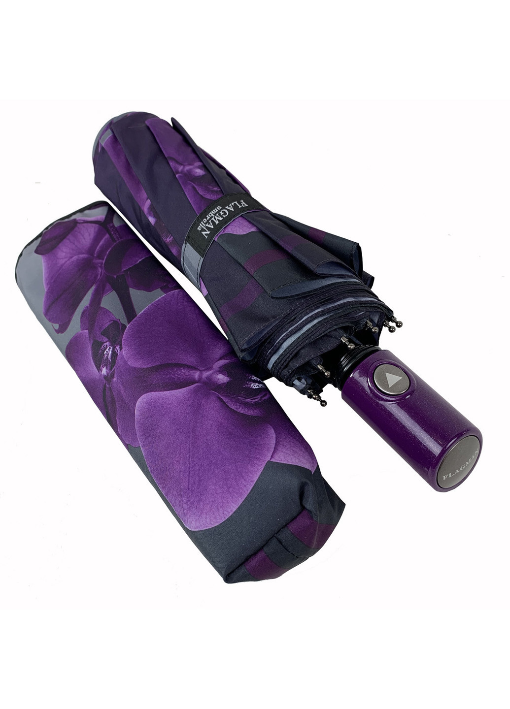 Фиолетовый женский складной зонт-полуавтомат 102 см Flagman (193351250)