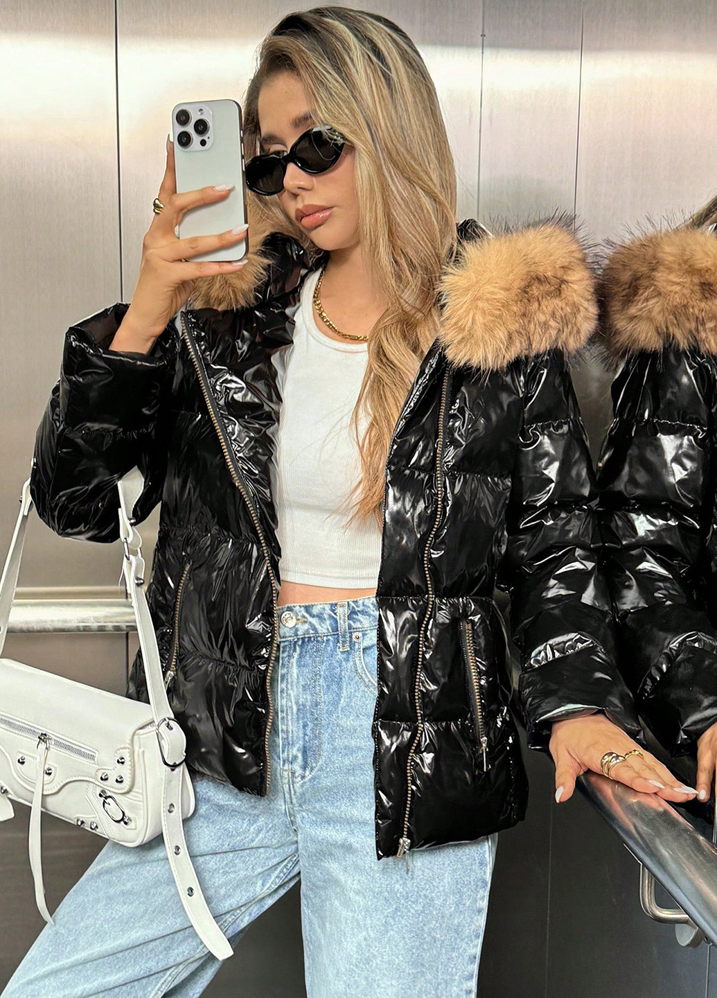 Чорна зимня куртка куртка-ковдра SHEIN