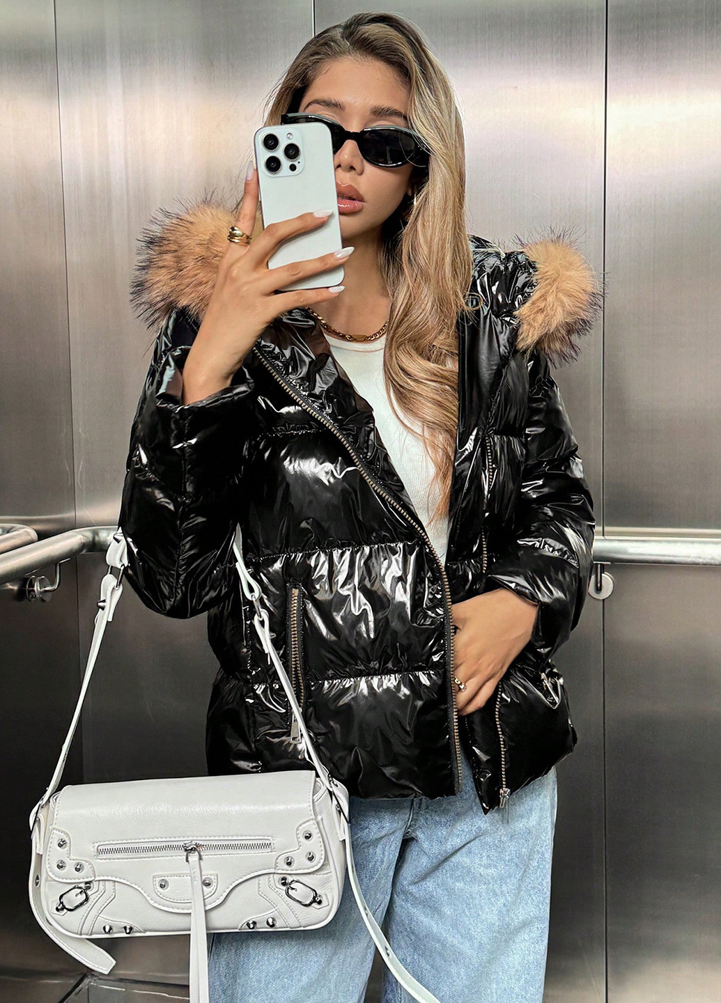 Чорна зимня куртка куртка-ковдра SHEIN