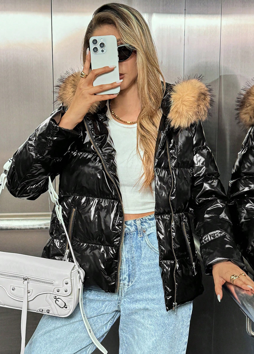 Чорна зимня куртка куртка-ковдра SHEIN