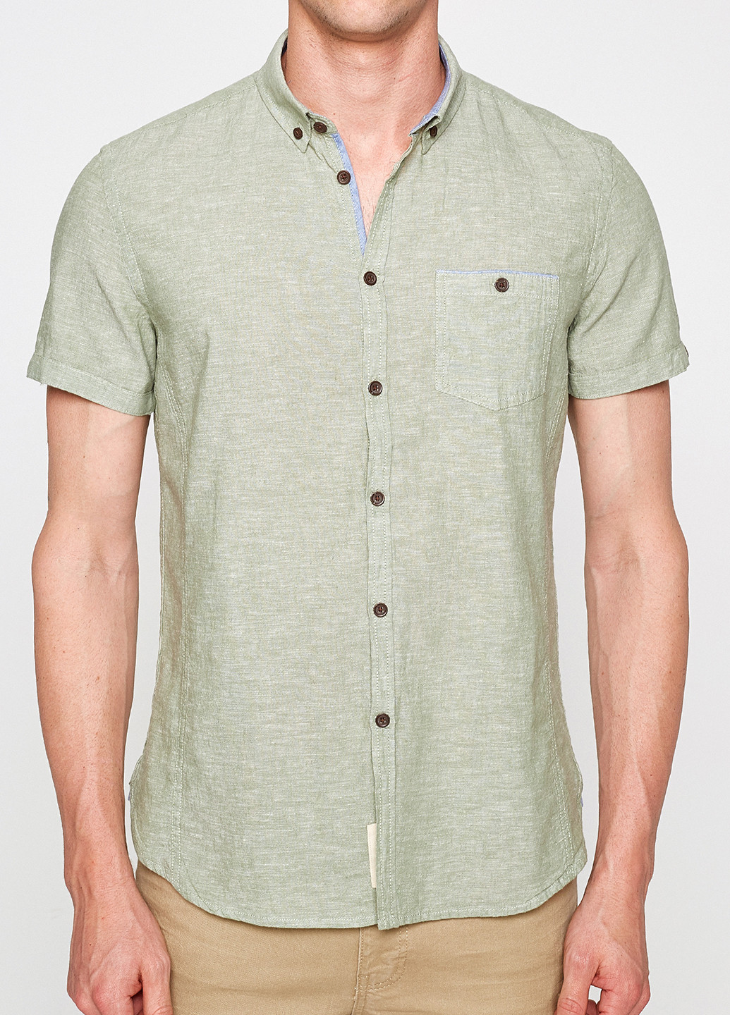 Светло-зеленая кэжуал рубашка меланж KOTON
