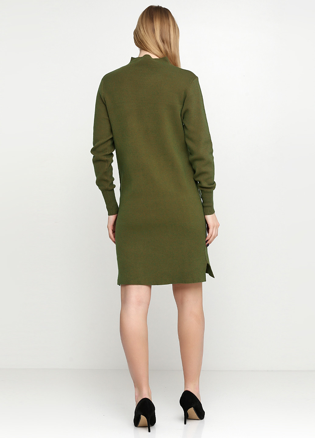Оливково-зеленое кэжуал платье Minus меланжевое
