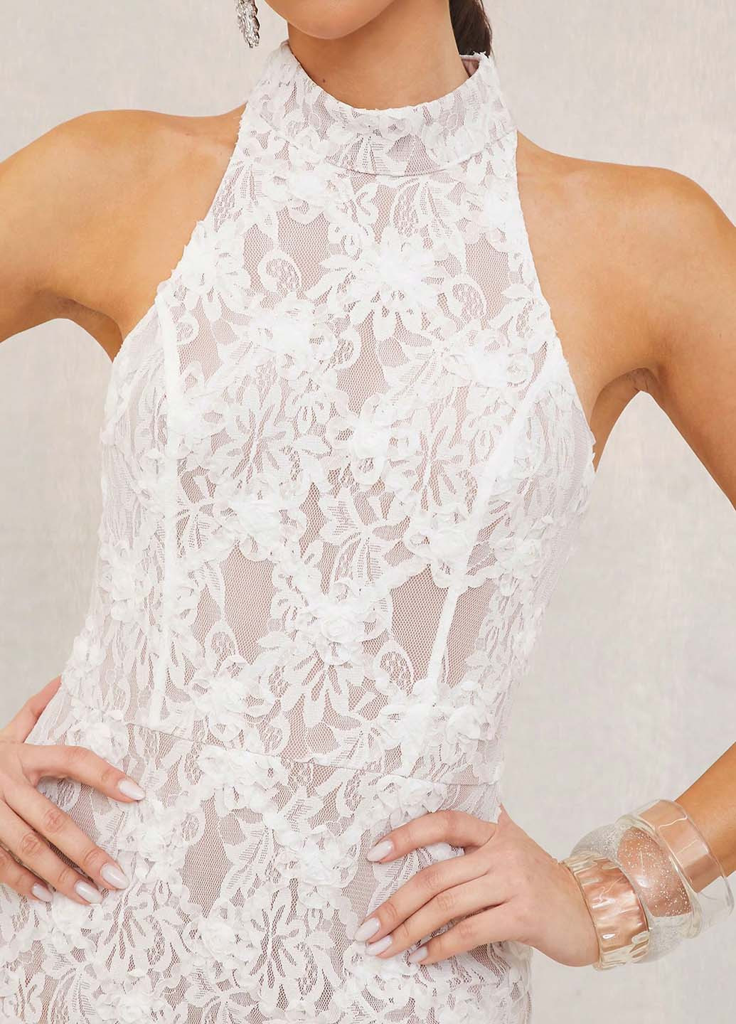 Белое праздничный, коктейльное платье силуэтная SHEIN однотонное