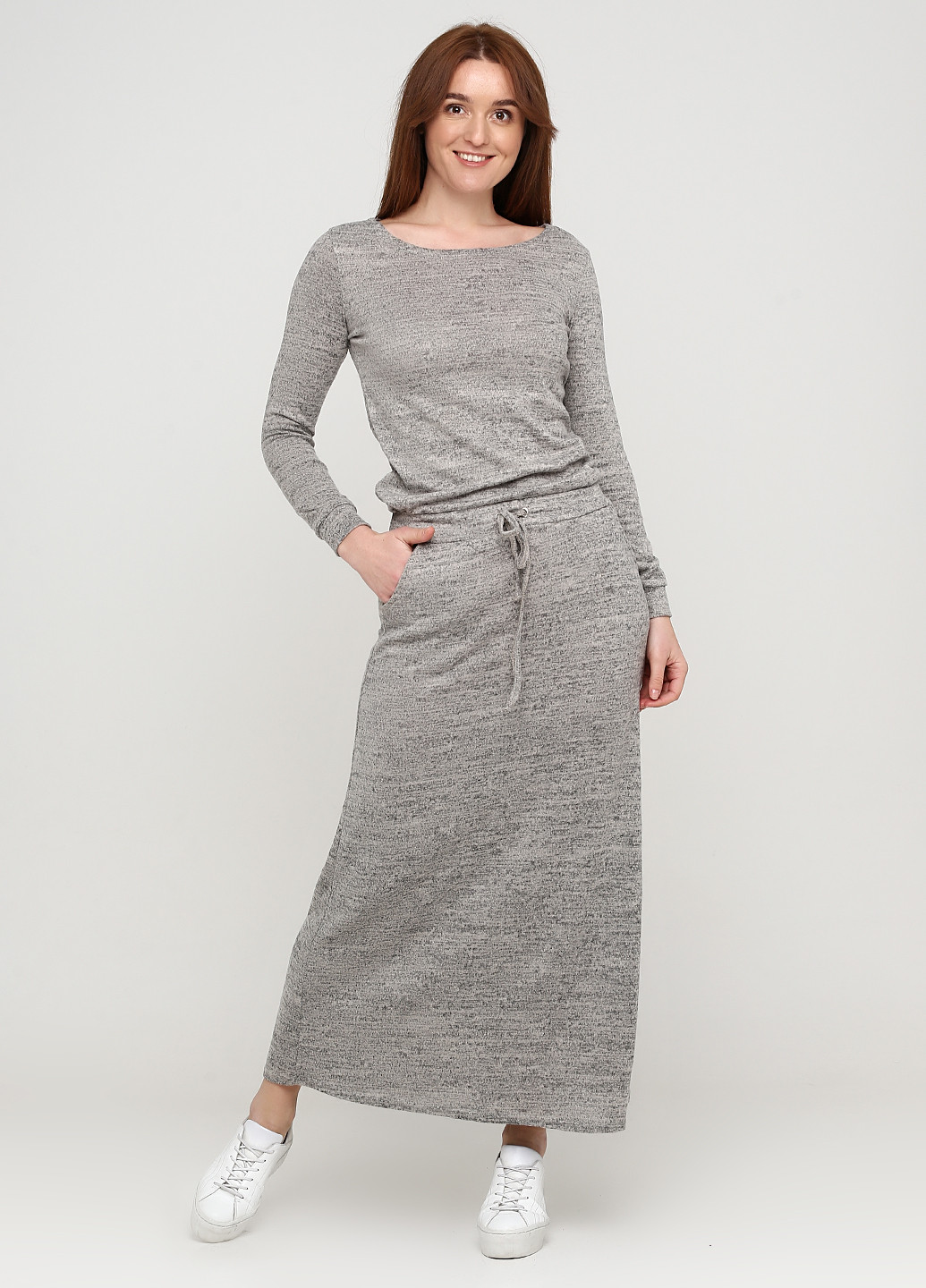 Светло-серое кэжуал платье платье-свитер Imperial меланжевое