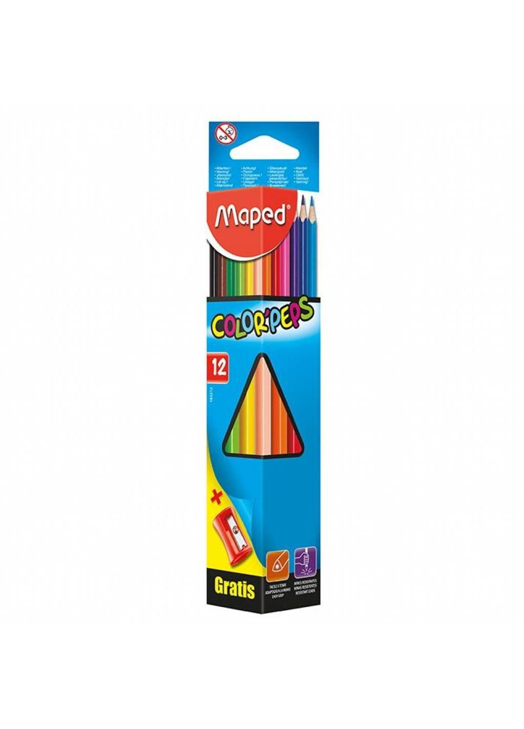Набір для творчості кольорові олівці Color Peps Classic 12 кольорів + точилка (MP.183213) Maped (254068817)