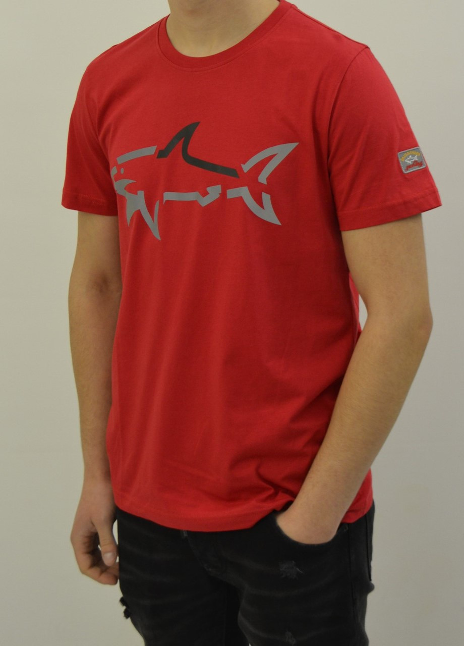 Червона футболка чоловіча Paul & Shark Shark Logo Reflective