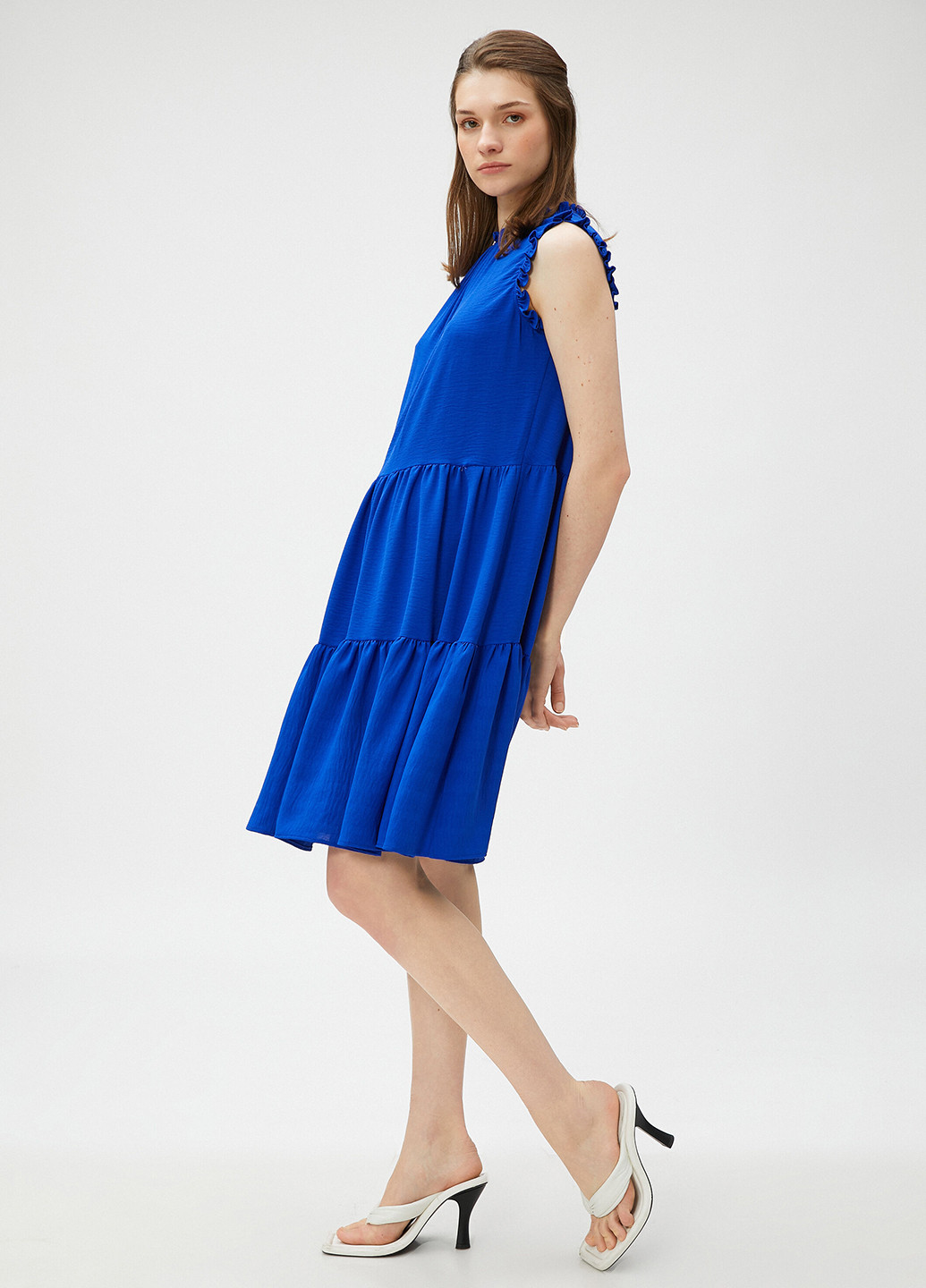 Синее кэжуал платье а-силуэт KOTON однотонное