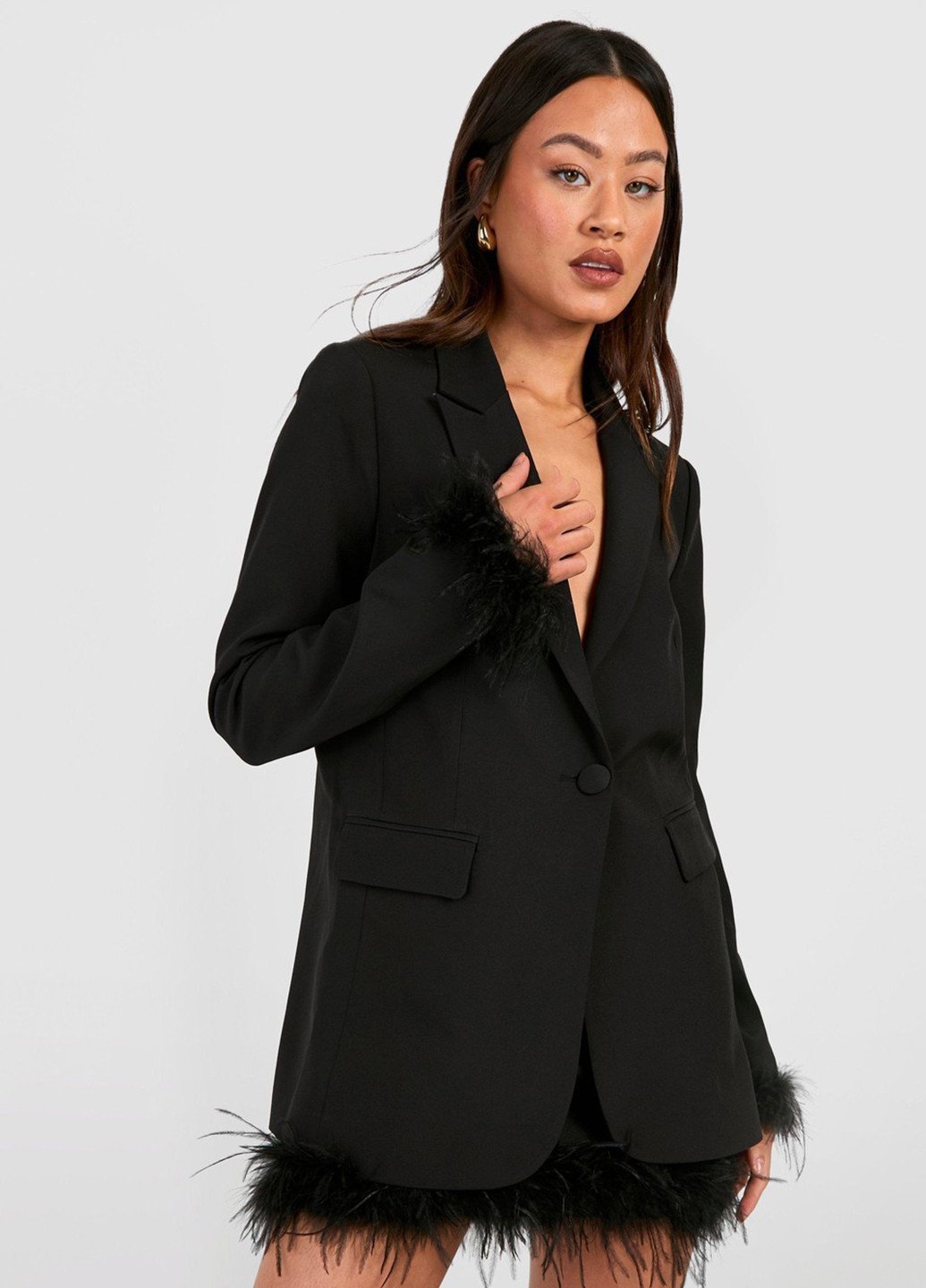 Черное вечернее платье платье-жакет Boohoo однотонное