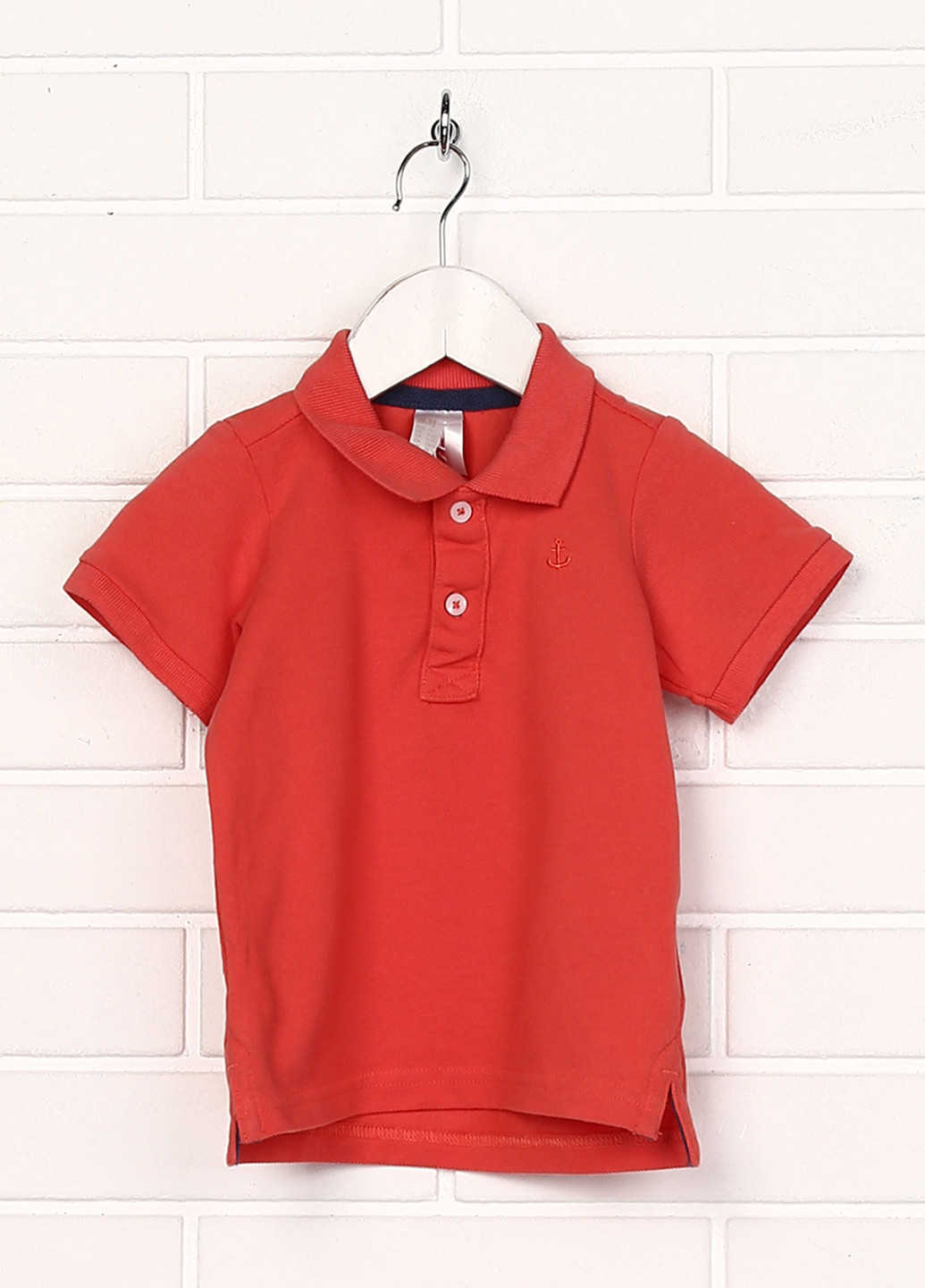 Красная детская футболка-поло для мальчика H&M однотонная