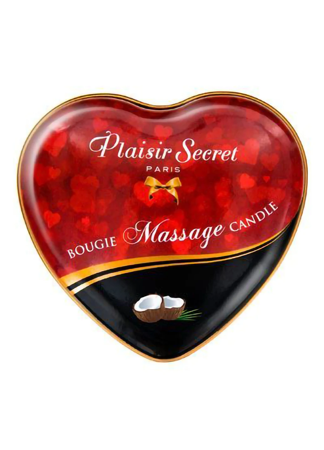 Масажна свічка серця Coconut (35 мл) Plaisirs Secrets (254151861)