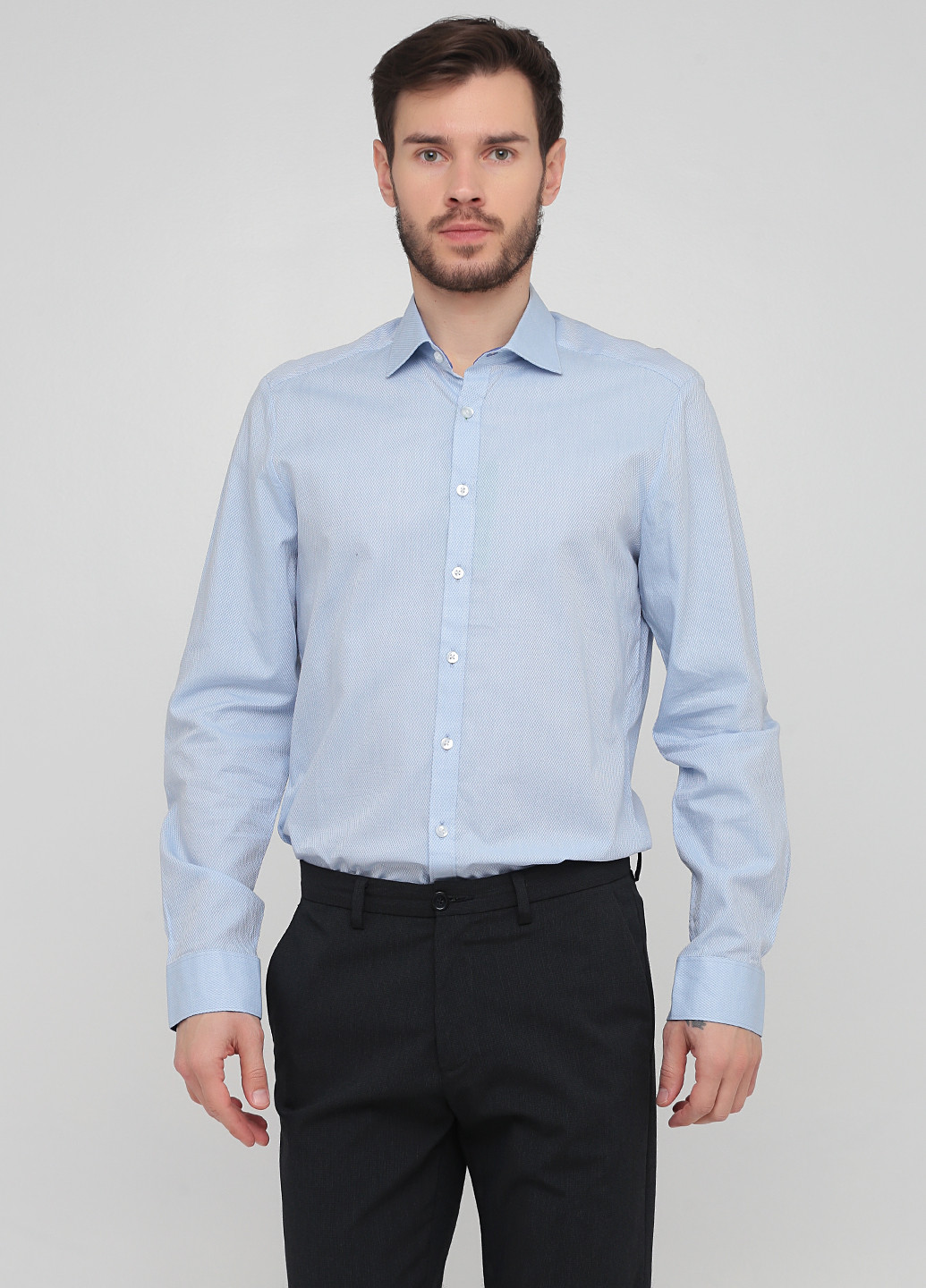 Светло-голубой кэжуал рубашка с геометрическим узором Sample