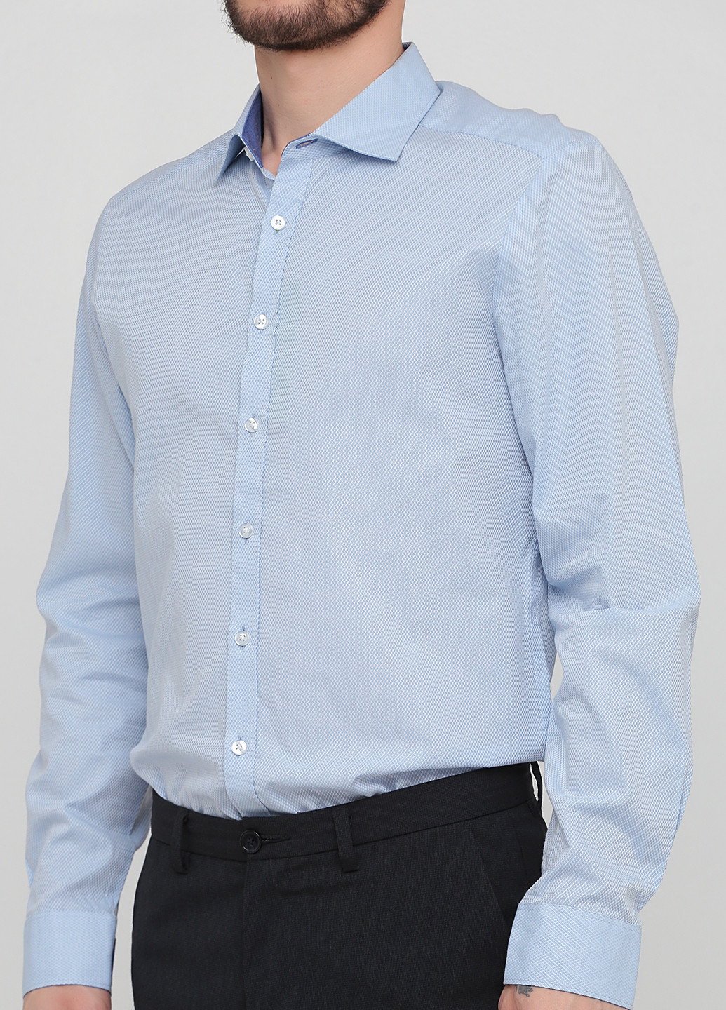 Светло-голубой кэжуал рубашка с геометрическим узором Sample