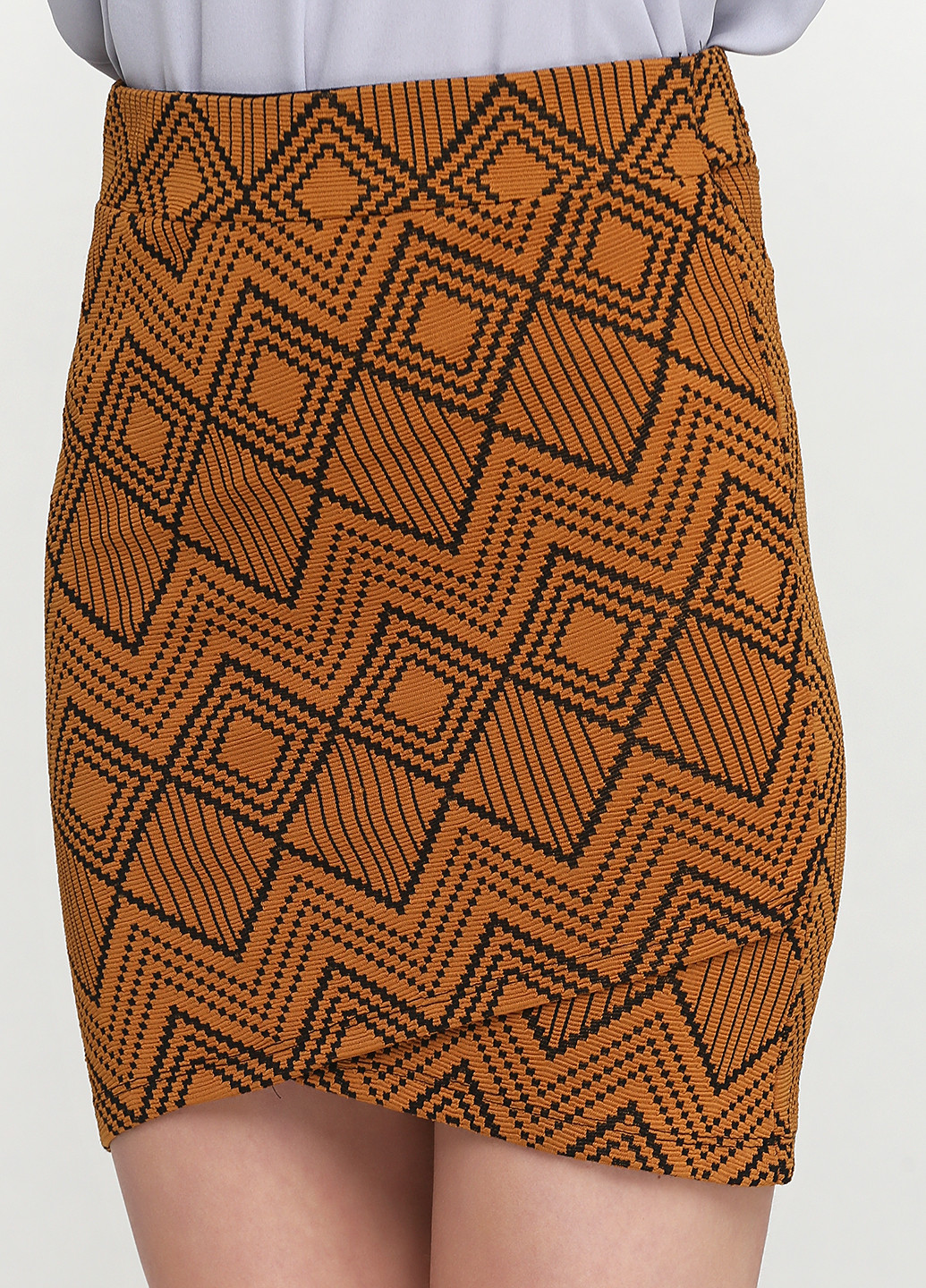 Горчичная кэжуал с геометрическим узором юбка Stradivarius мини