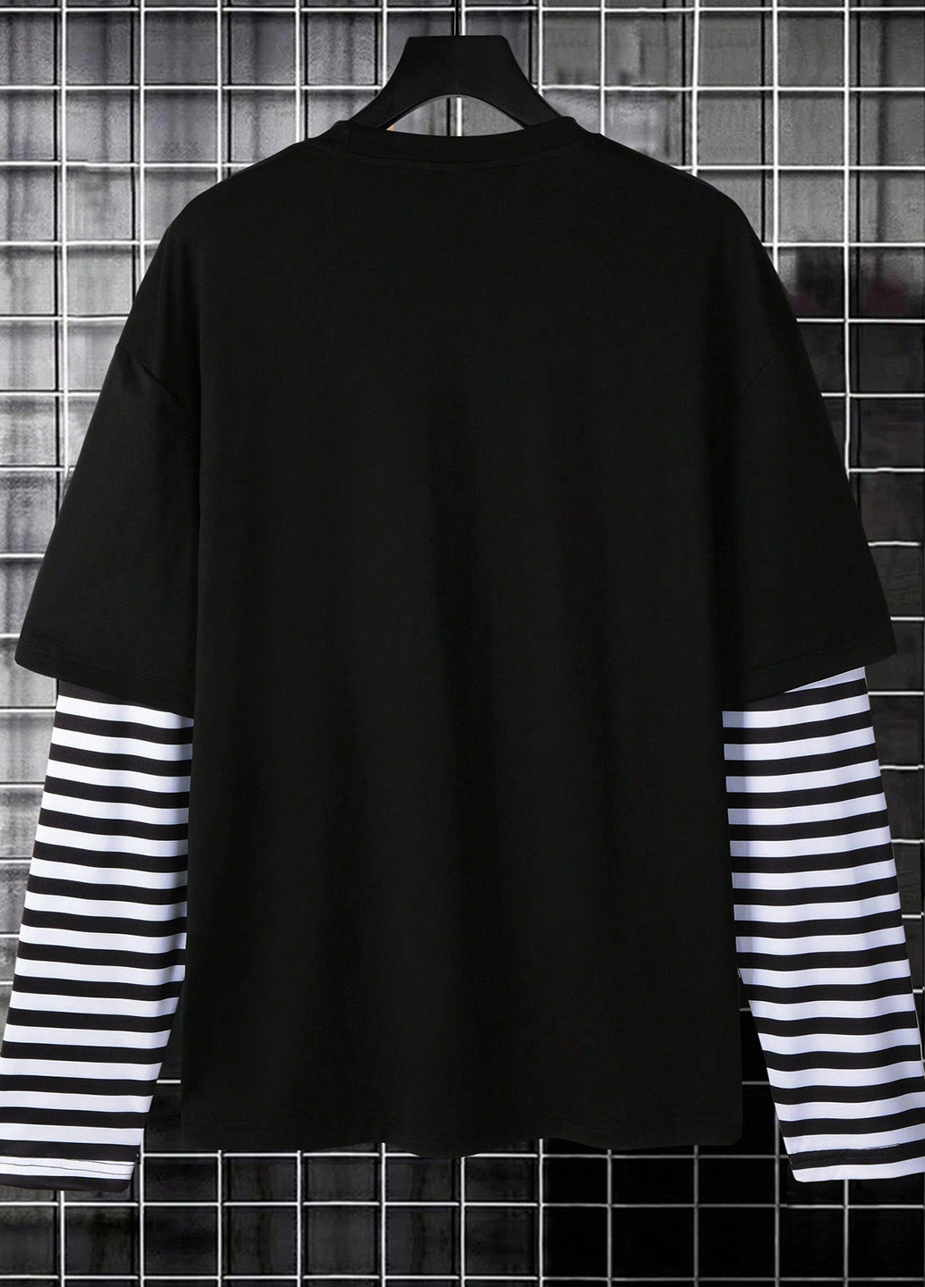 Лонгслів SHEIN смужка чорний кежуали поліестер