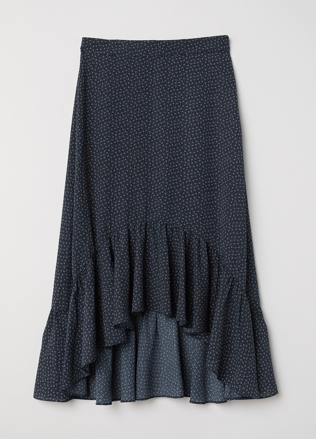 Темно-синяя кэжуал цветочной расцветки юбка H&M клешированная