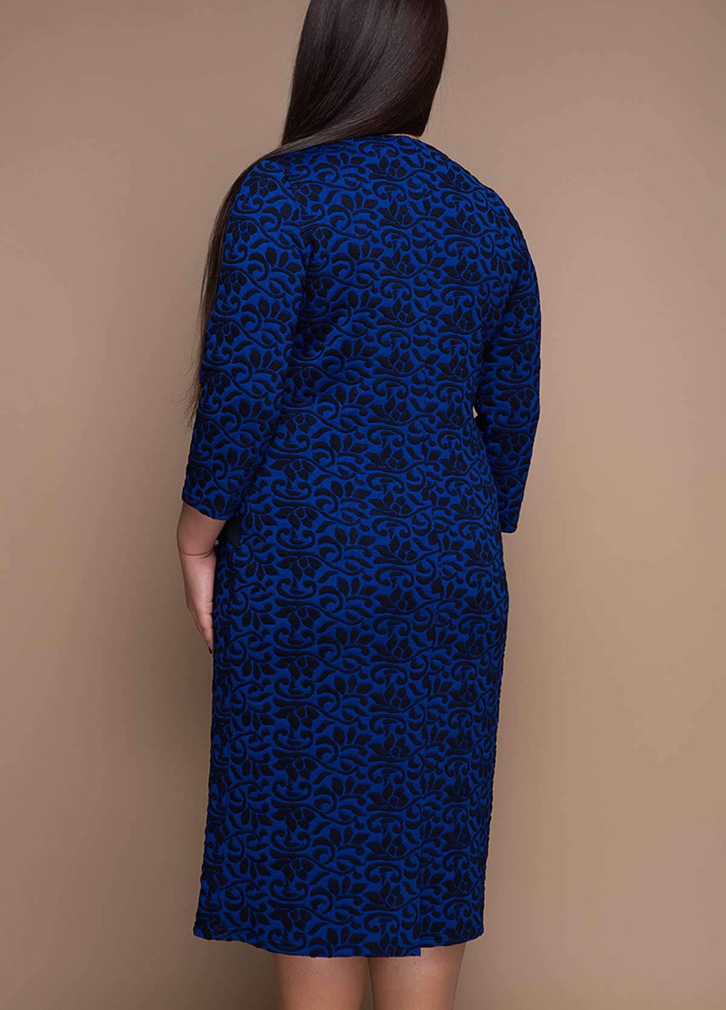 Синее кэжуал платье с жаккардовым узором синди синее Tatiana однотонное