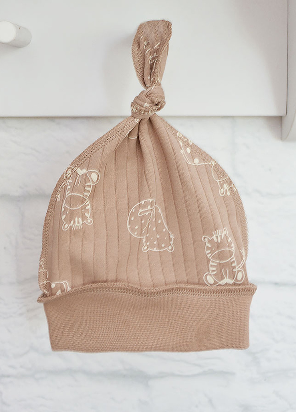 Коричневий демісезонний комплект (спальник, шапка) Blanka