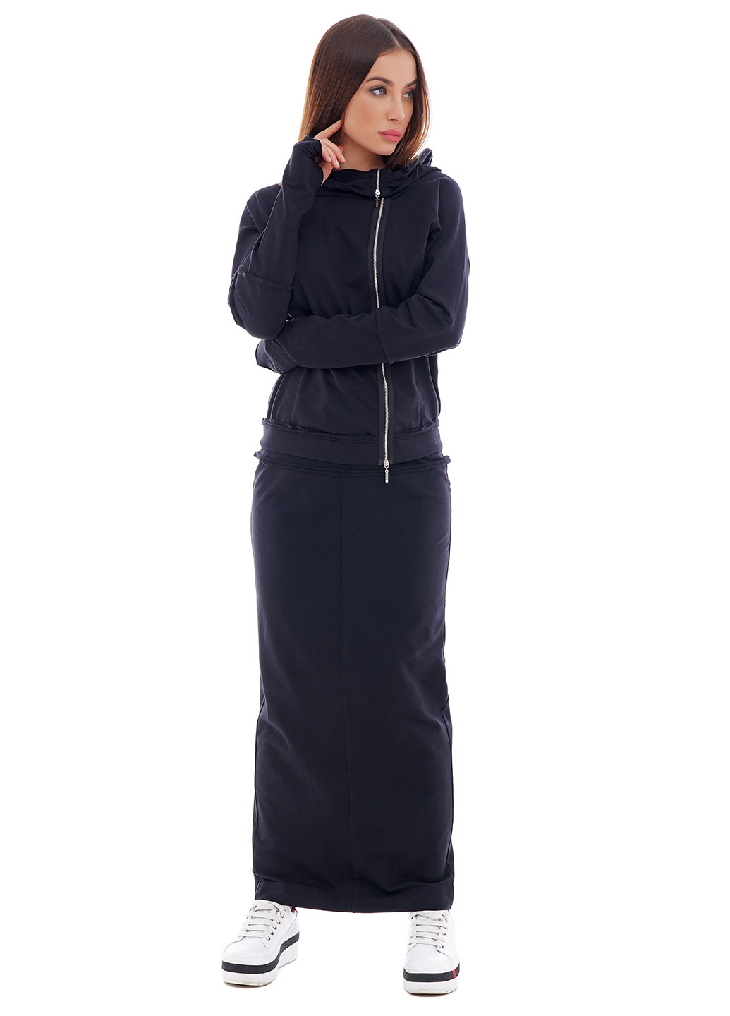 Черная кэжуал юбка AURA макси