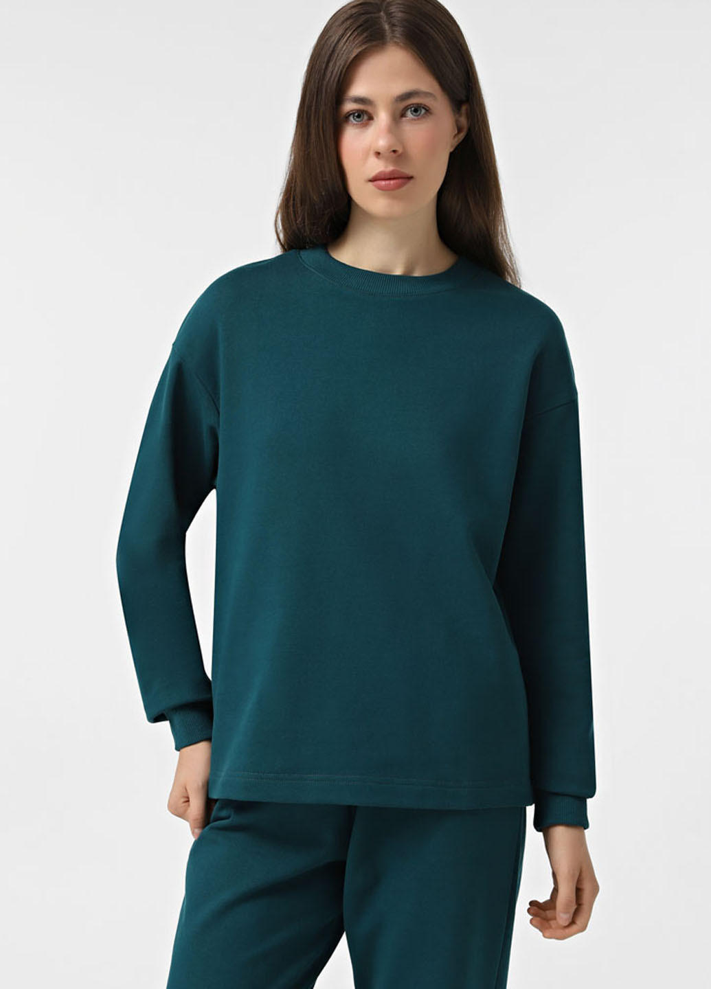 Темно-бірюзовий світшот Promin однотонний без декору (323777843)