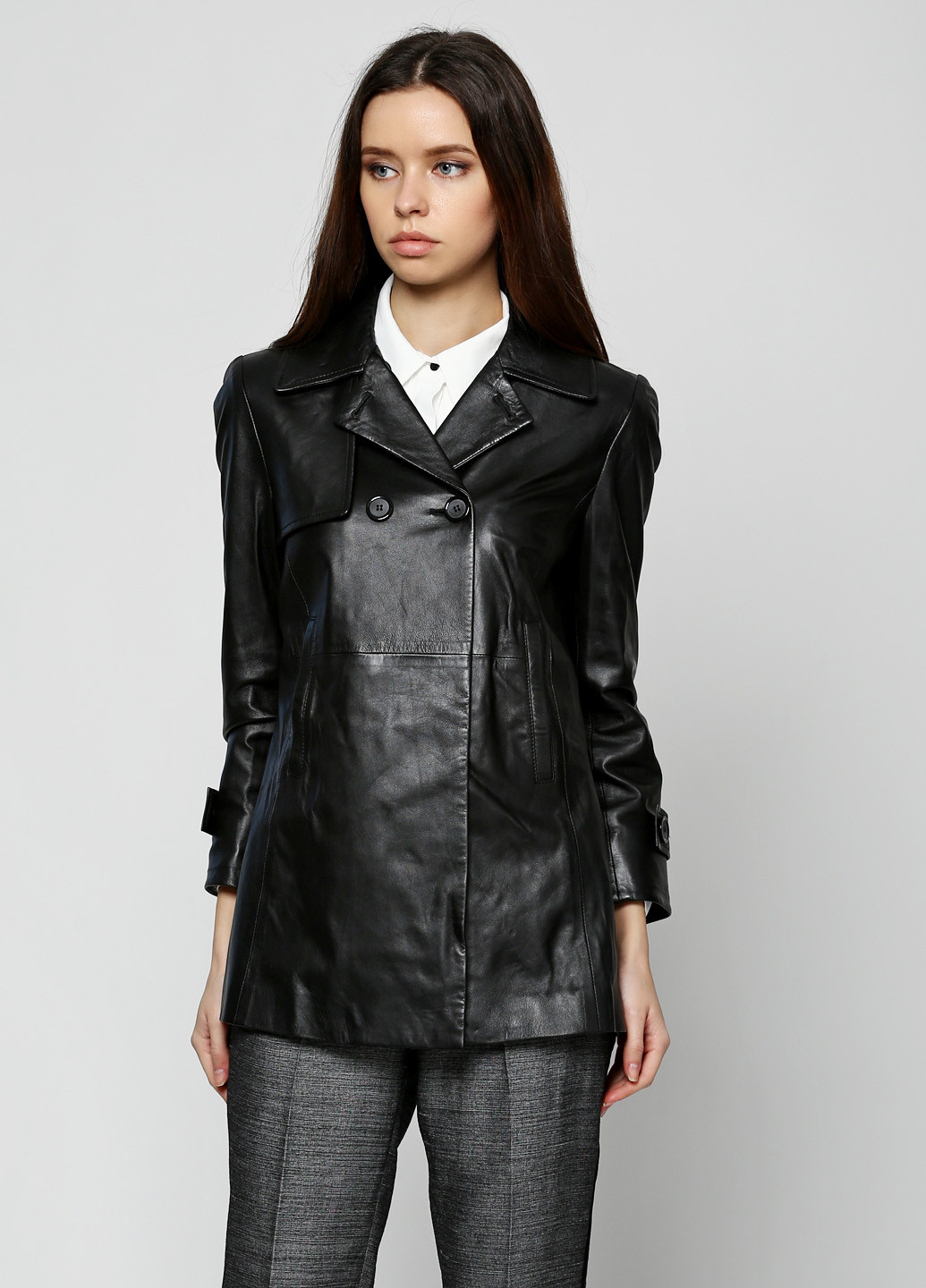 Черная демисезонная куртка кожаная Max & Co