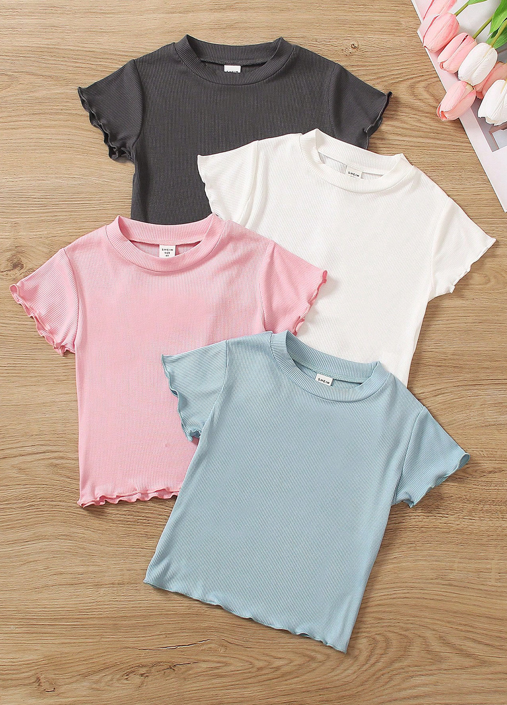Комбинированная летняя футболка (4 шт.) SHEIN