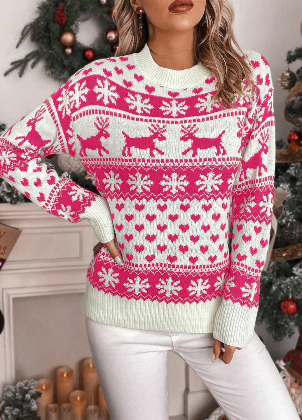 Молочний зимовий джемпер джемпер SHEIN