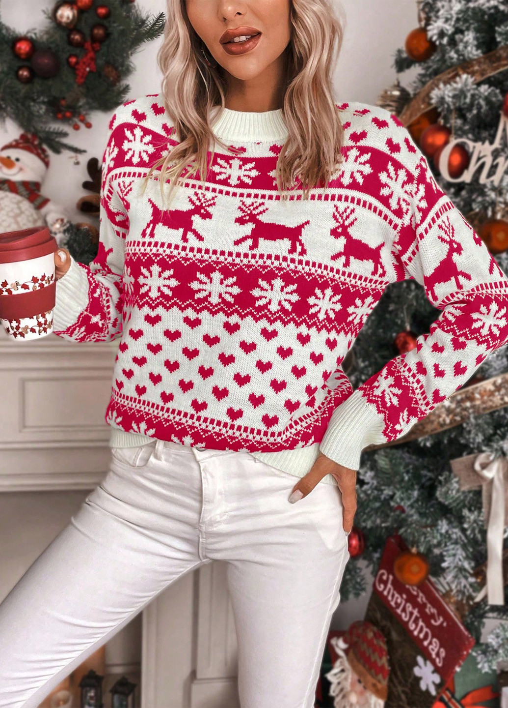 Молочний зимовий джемпер джемпер SHEIN