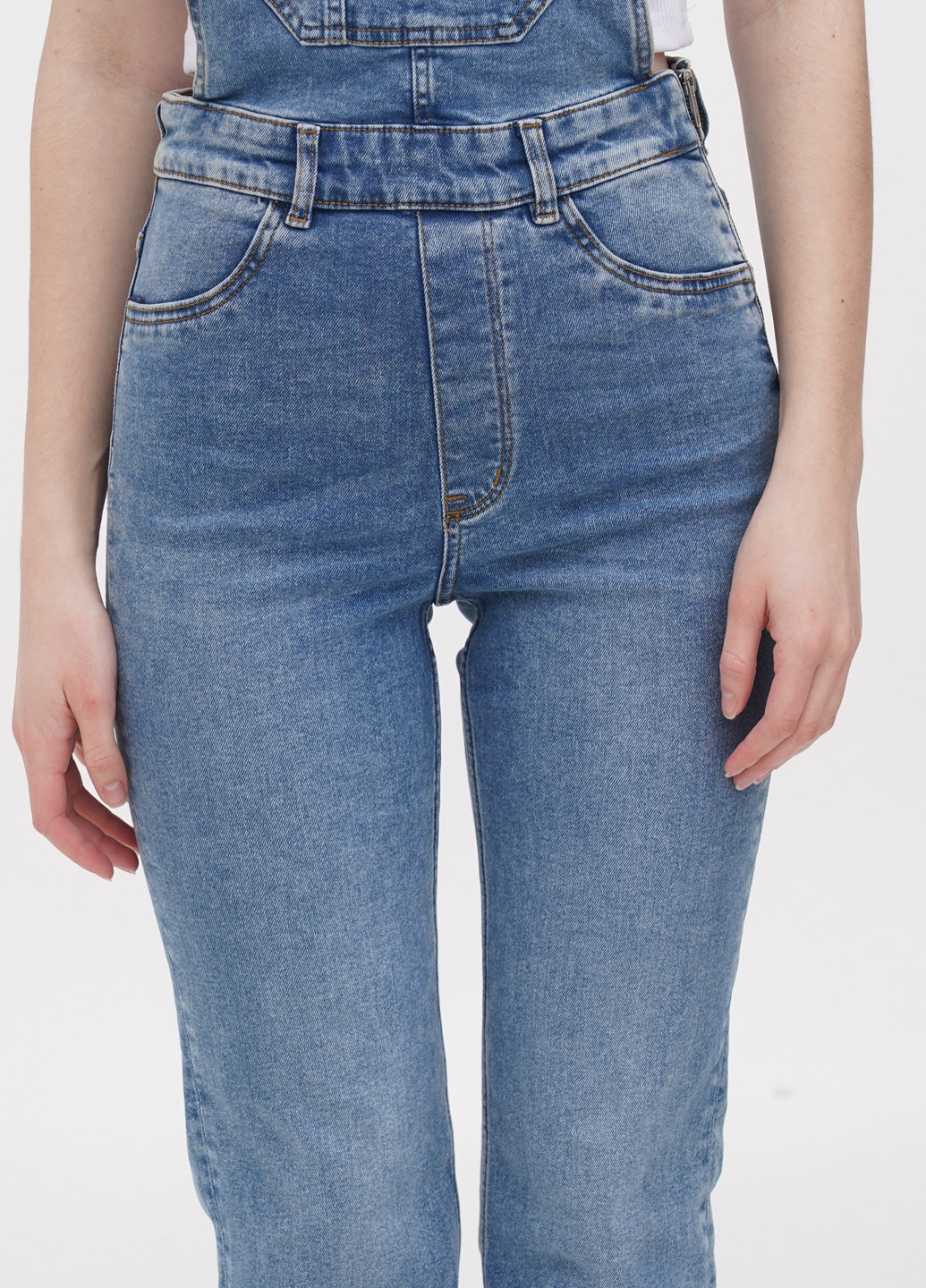 Комбінезон H&M комбінезон-брюки однотонний темно-блакитний джинсовий бавовна