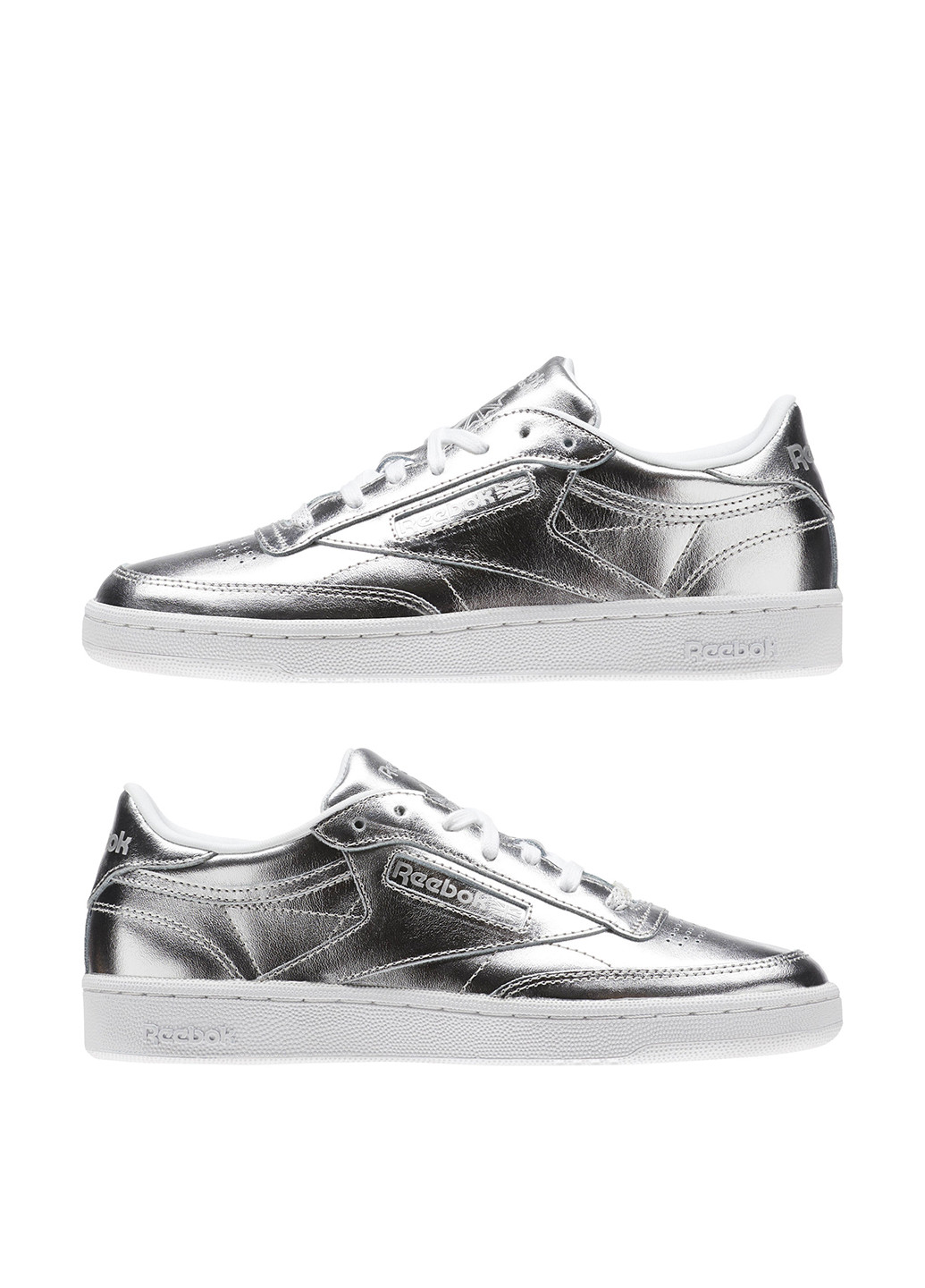 Серебристые демисезонные кроссовки Reebok Club C 85 S Shine