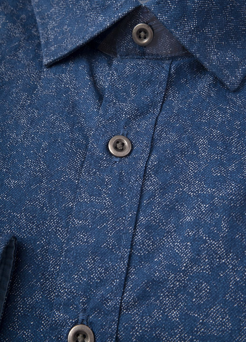 Синяя рубашка с абстрактным узором Olymp
