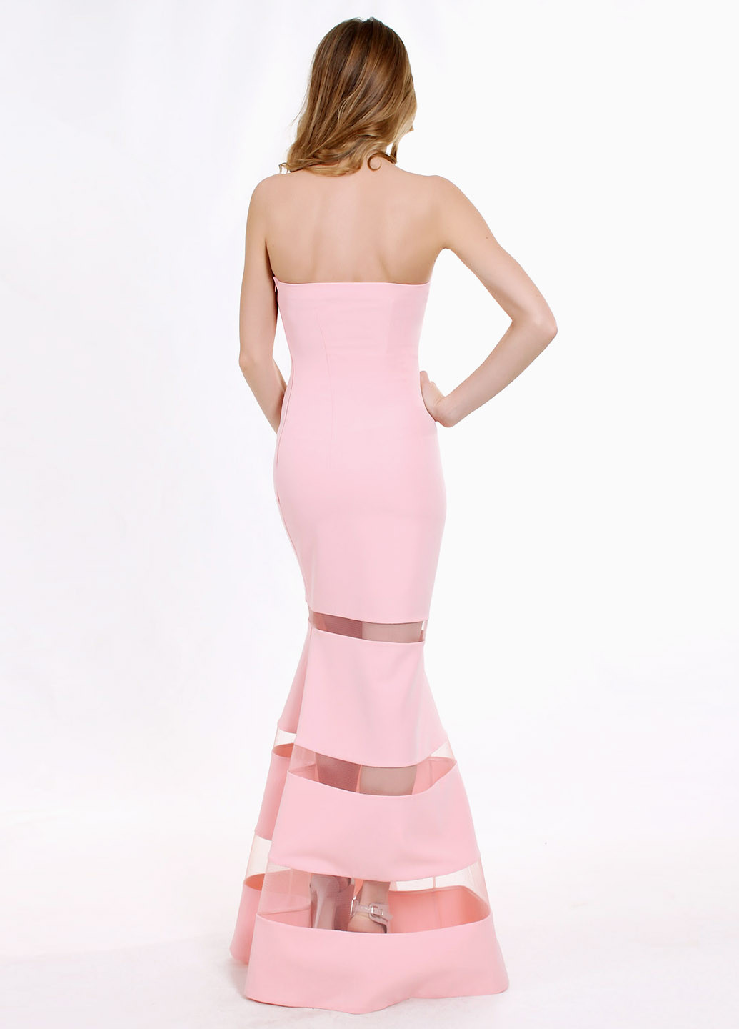 Бледно-розовое вечернее платье Enigma однотонное