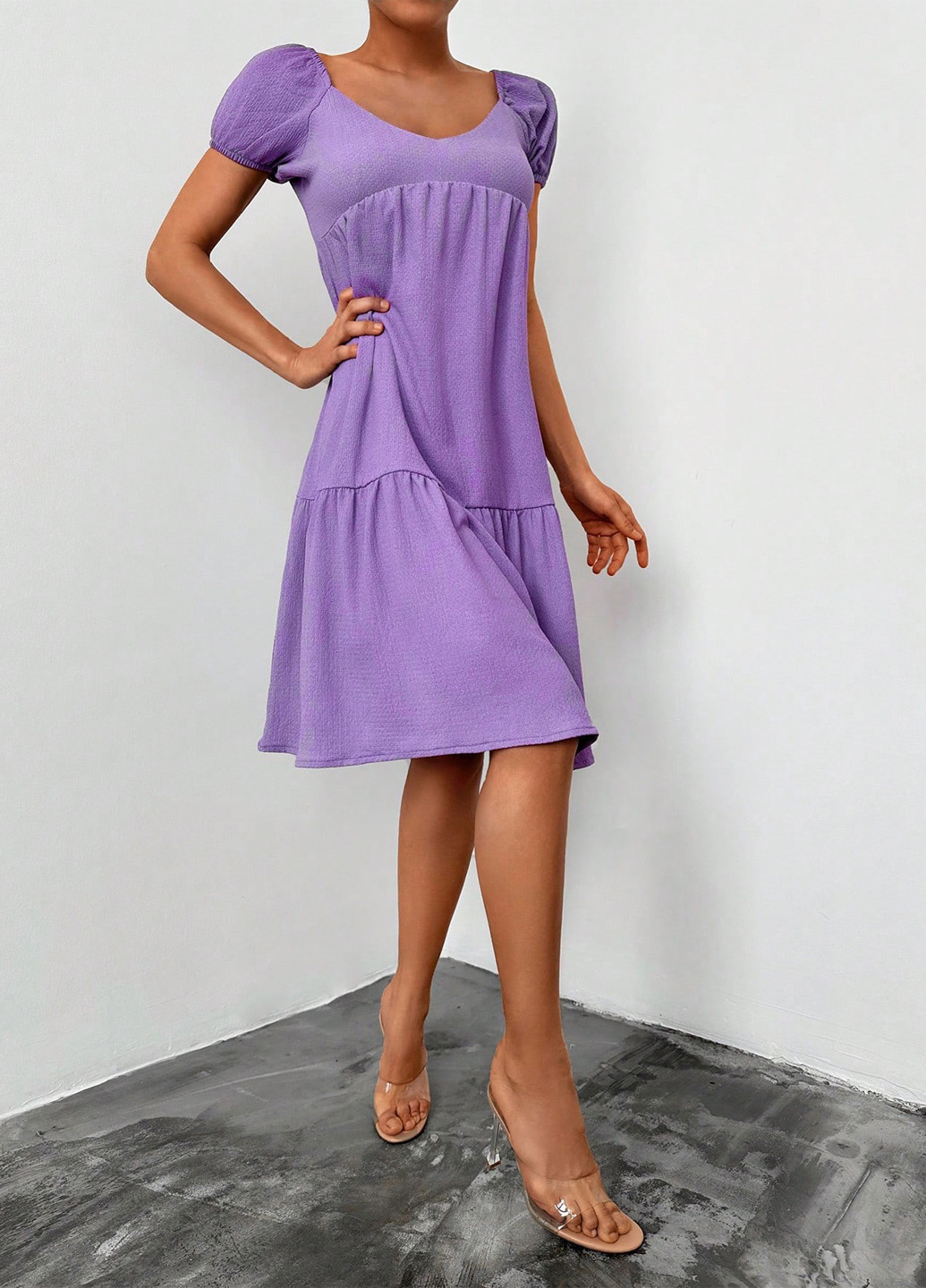 Бузкова кежуал сукня в стилі армпір SHEIN однотонна