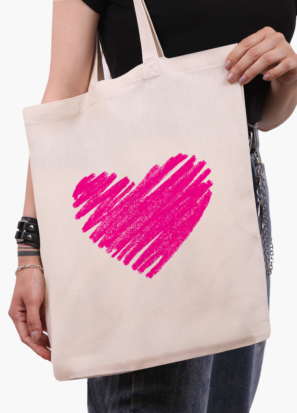 Эко сумка шоппер белая Сердце (Heart) (9227-2835-WT-1) Еко сумка шоппер біла 41*35 см MobiPrint (221683041)