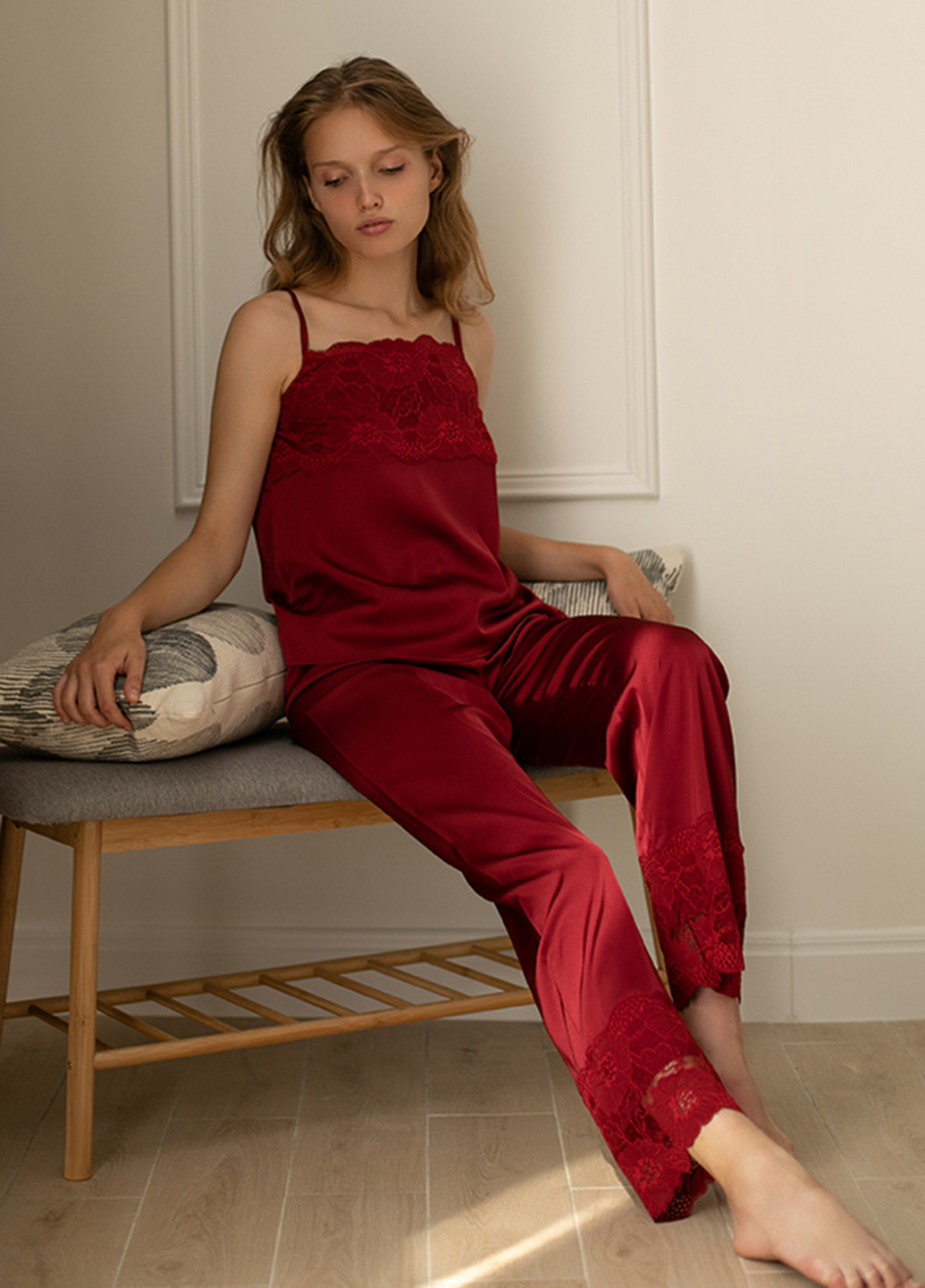 Бордовая всесезон пижама (майка, брюки) майка + брюки Forly