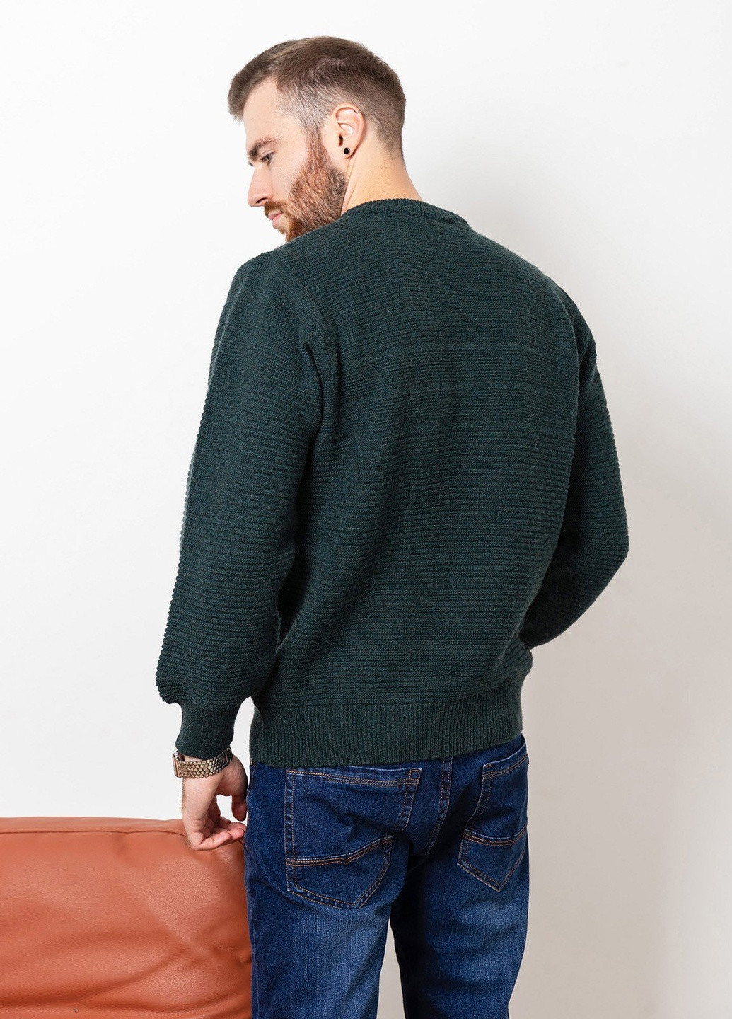 Зеленый демисезонный свитер мужской джемпер ISSA PLUS GN4-80