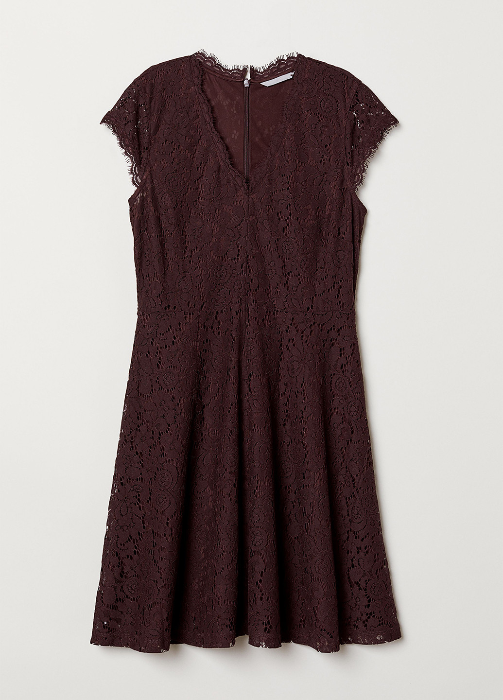 Бордовое кэжуал платье клеш H&M однотонное