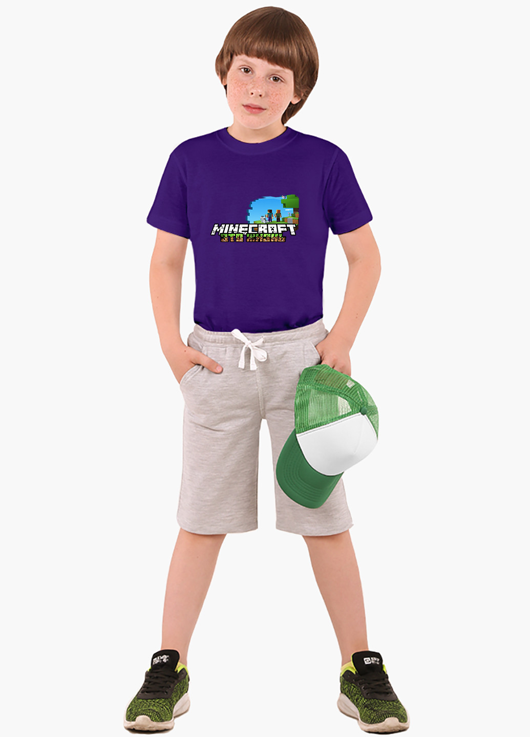 Фиолетовая демисезонная футболка детская майнкрафт (minecraft)(9224-1170) MobiPrint