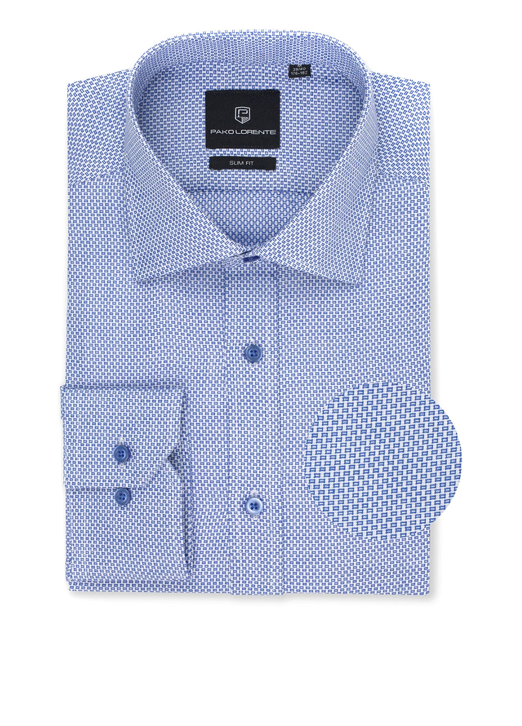 Светло-синяя кэжуал рубашка с геометрическим узором Pako Lorente с длинным рукавом