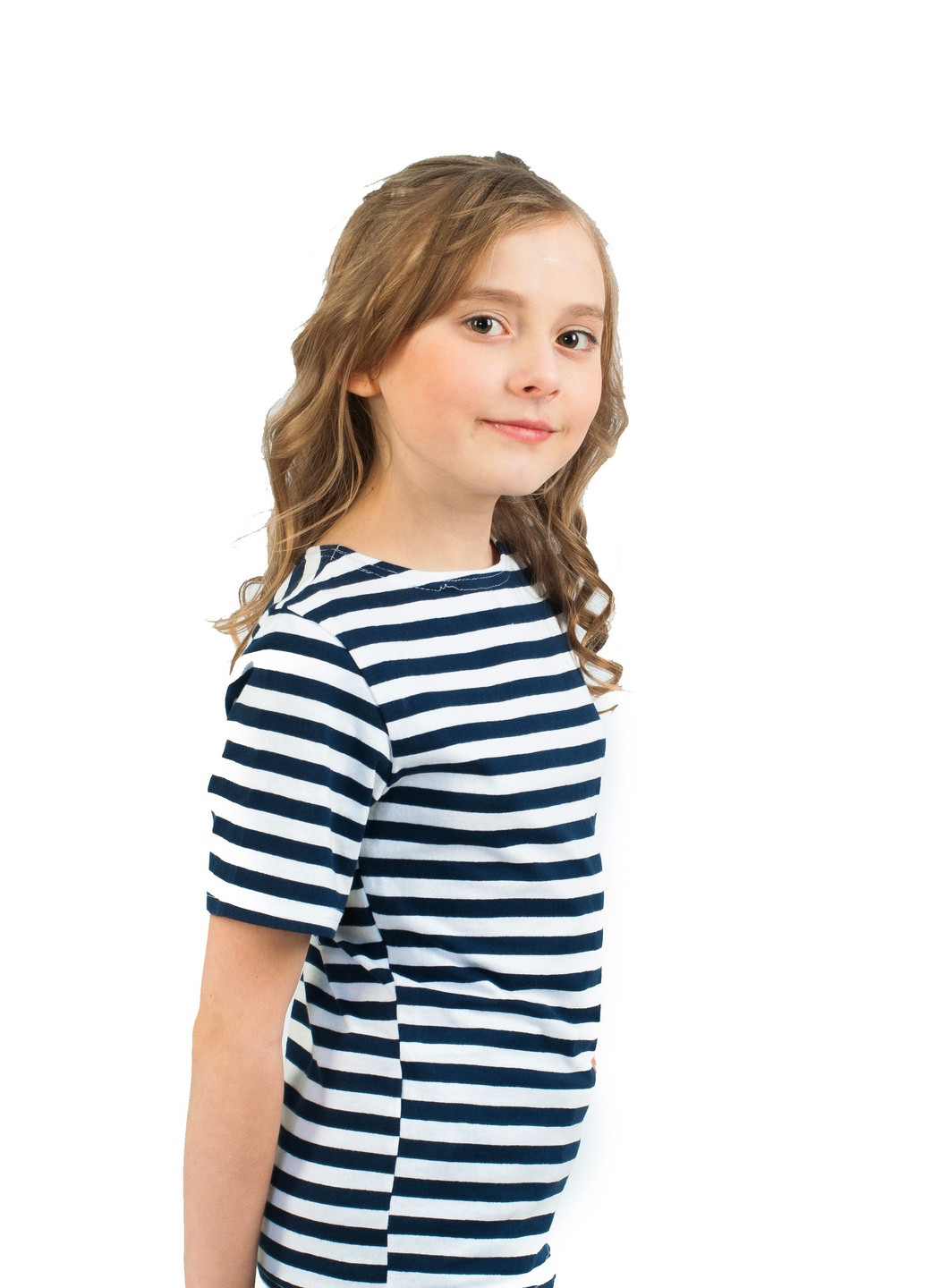 Темно-синяя летняя футболка тельняшка морская детская тёмно-синяя полоска Одеські тільняшки