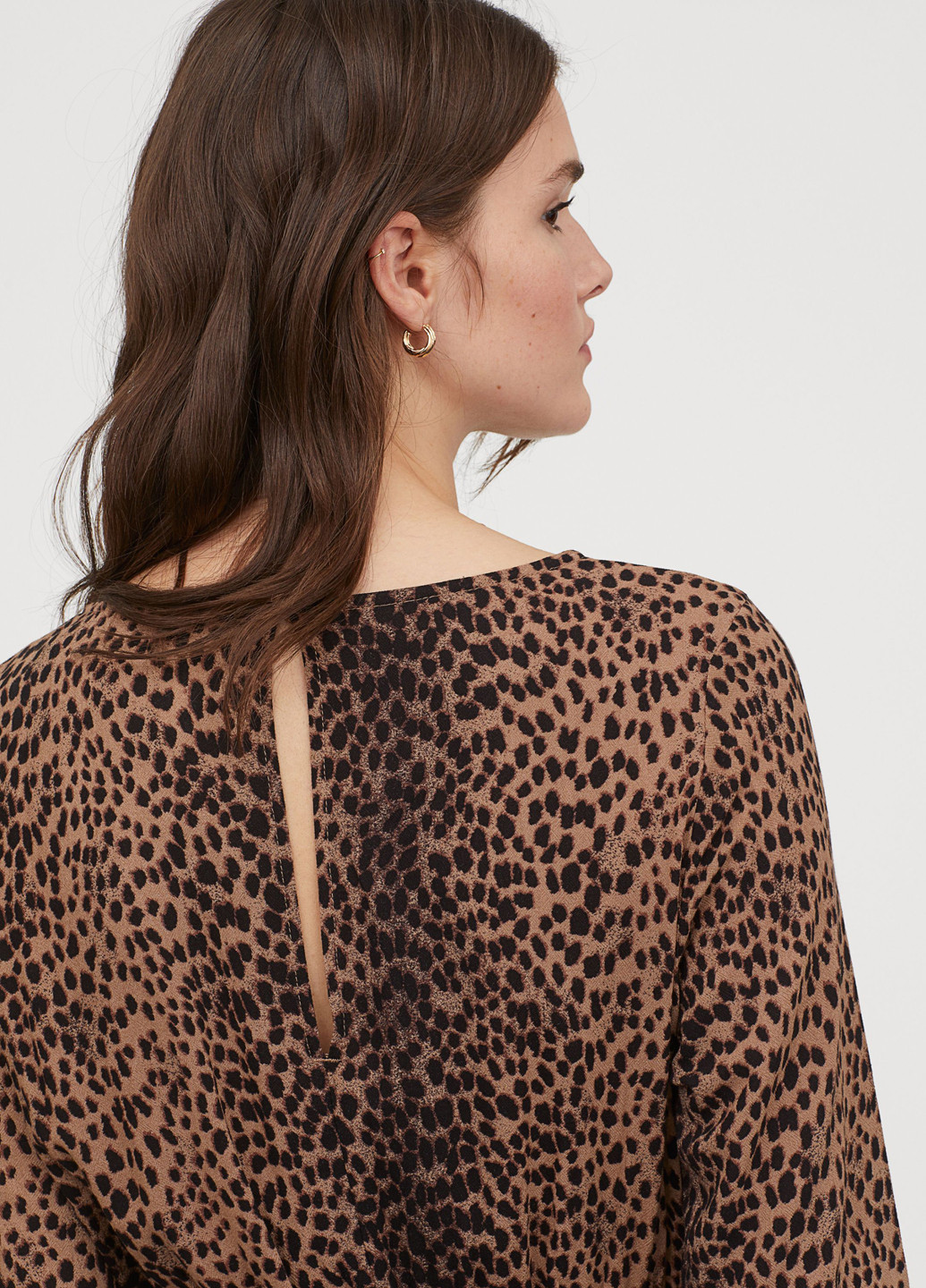 Коричневое кэжуал платье рубашка H&M леопардовый